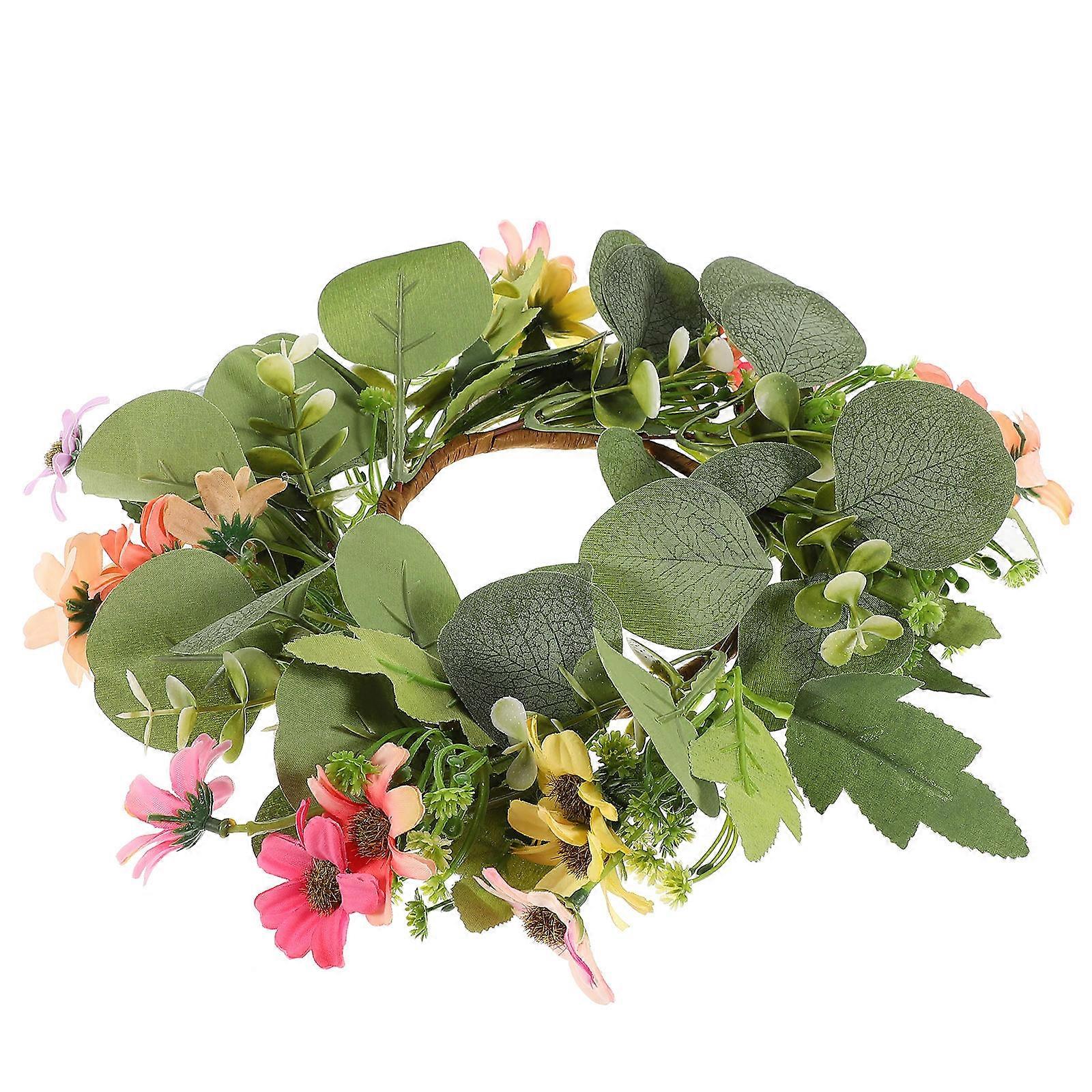 Pink Artificial Eucalyptus Leaf Wreath for Front Door Decor 5Pcs Set