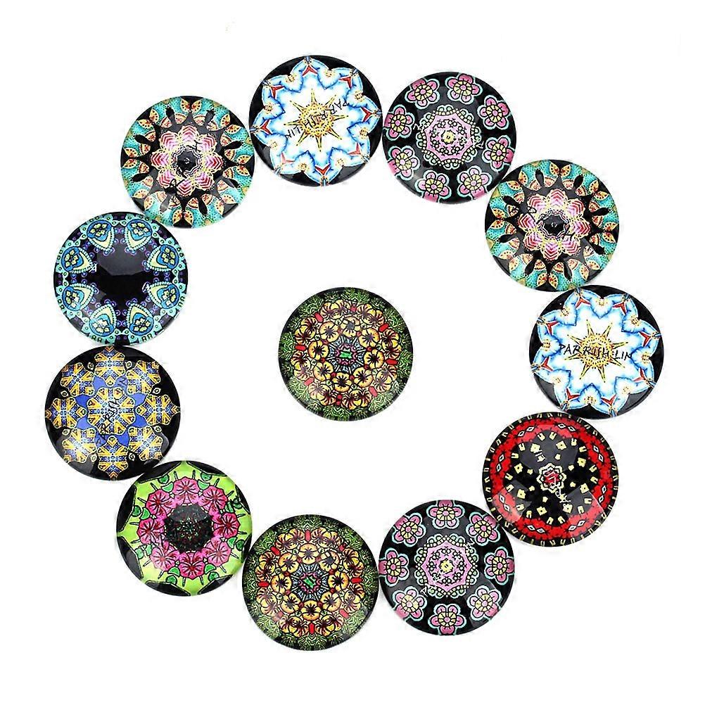 Printed Round Glass Patches Paster for DIY Use 3Sets Mixed Color