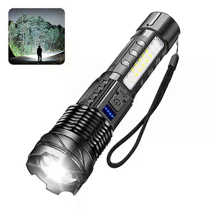 Powerful Flashlights Type-c Rechargeable Torch Light High Zoom LED Flashlight Built-in Battery for Camping Emergency Lamp