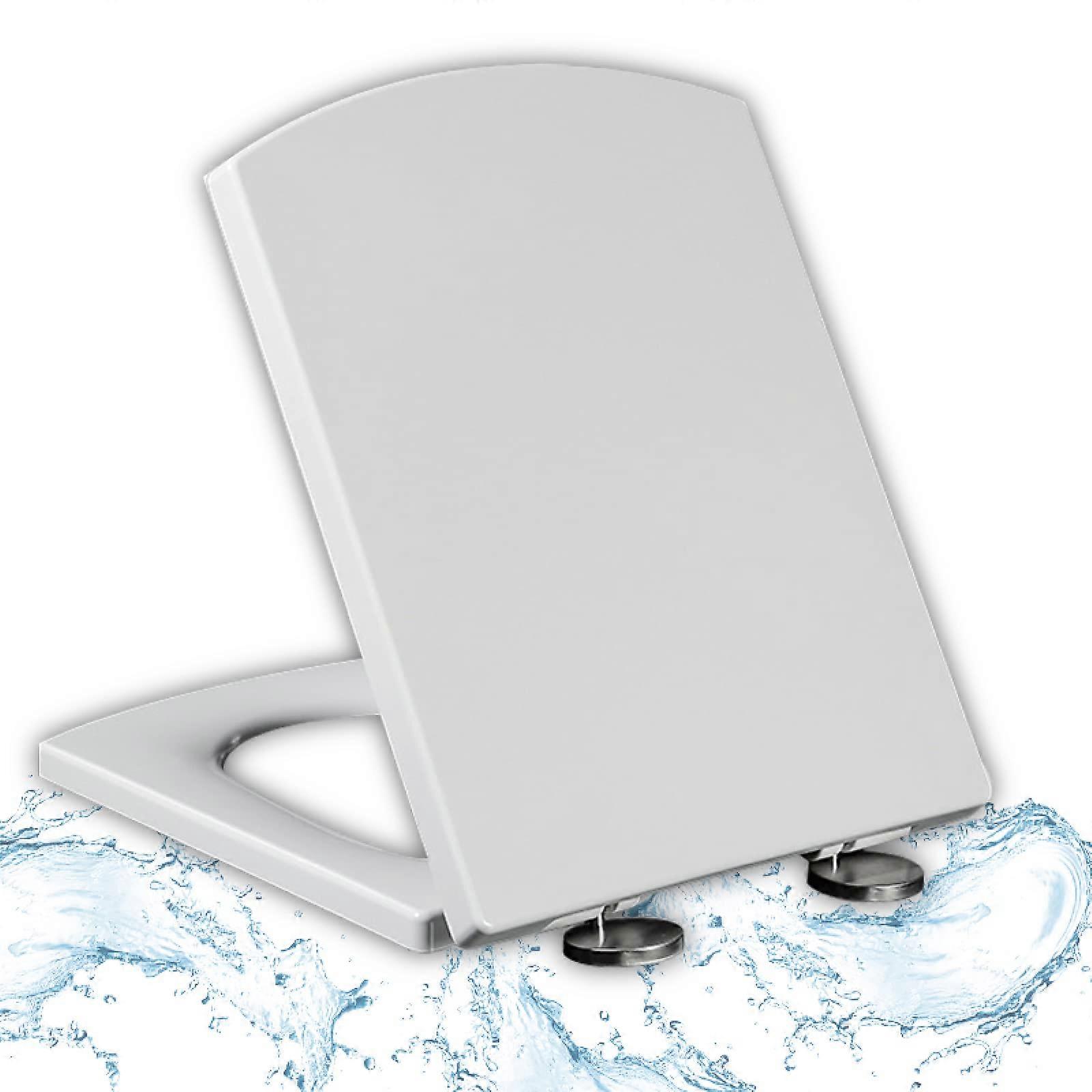 Universal Toilet Seat Square White SoftClose QuickRelease With Adjustable Hinges 39.546.5 cm x 34.5 cm
