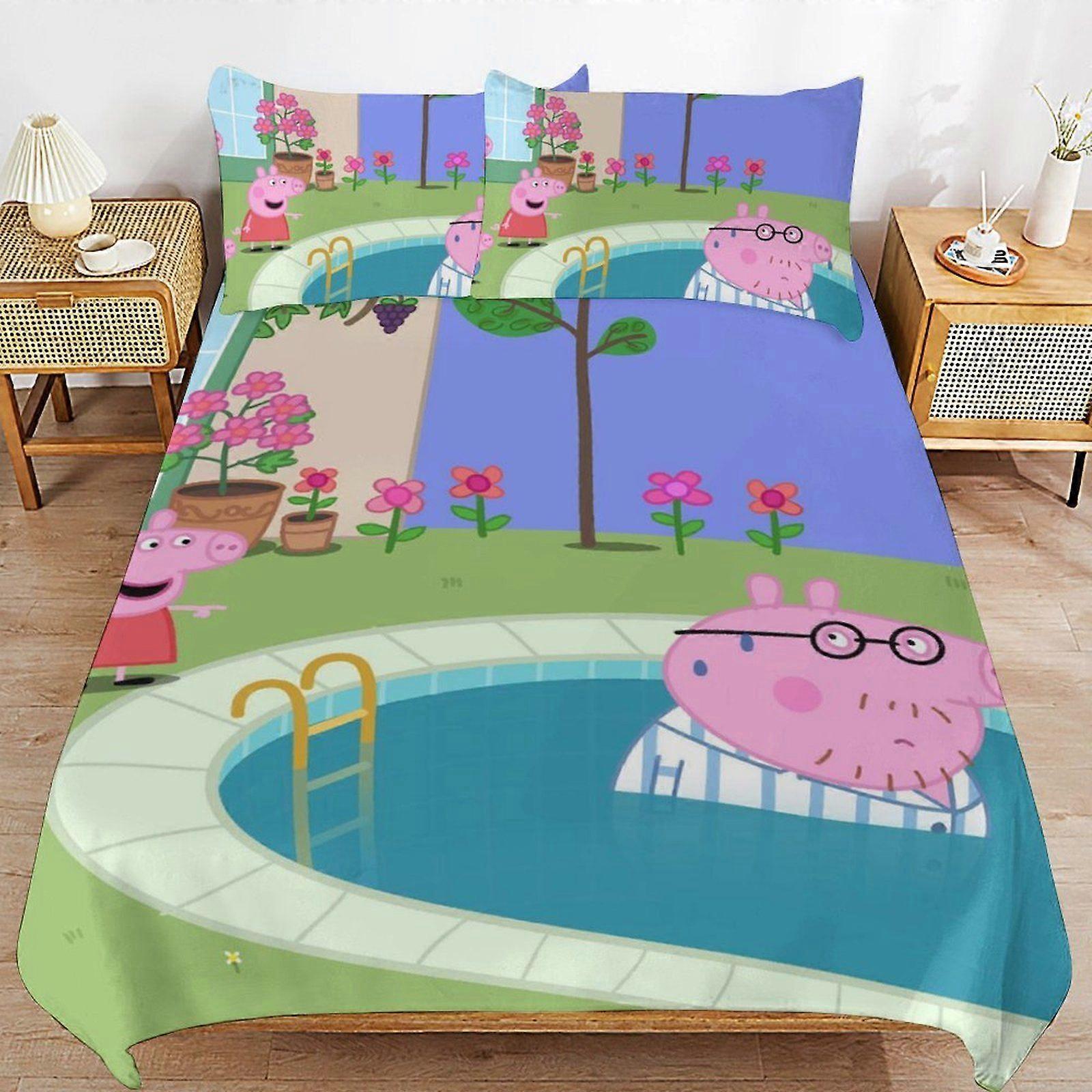 A639 Peppa Pigs Big Adventure Practical Zip Design Smooth Touch Soft Finish Long Use Duvet Cover Sets for Everyday Rest N639