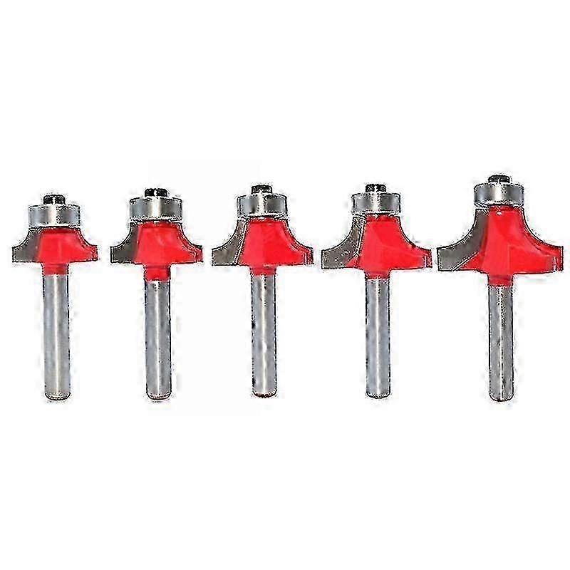 5-Piece 6mm Corner Round Router Bit Set with Cleaning Milling Cutter - Woodworking Tool for Precision Edge Finishing
