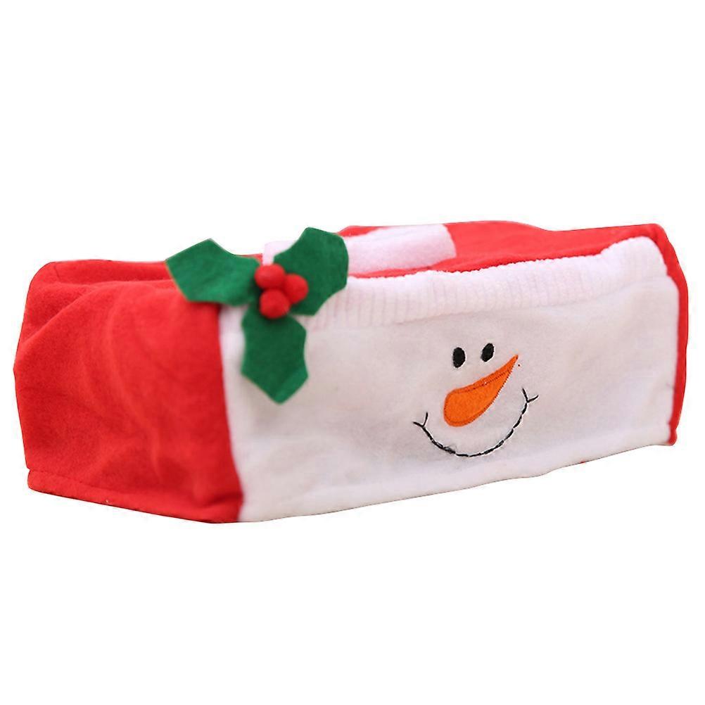 Christmas Tissue Box Cover Snowman Pattern Desktop Ornament Assorted Color Protects from Moisture 2Pcs
