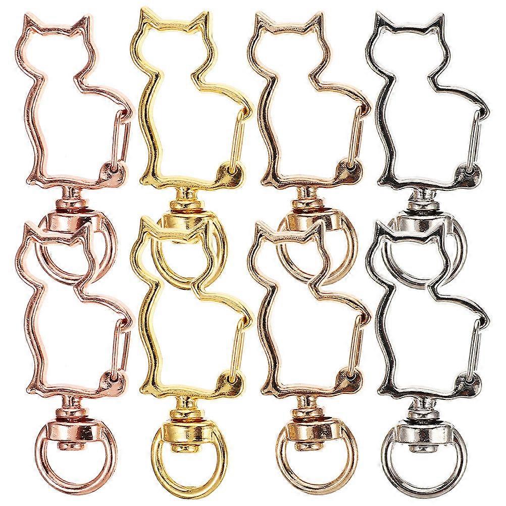 Assorted Color Cat Shaped Snap Hook Key Rings Perfect For DIY Accessories Functional 80 Pcs