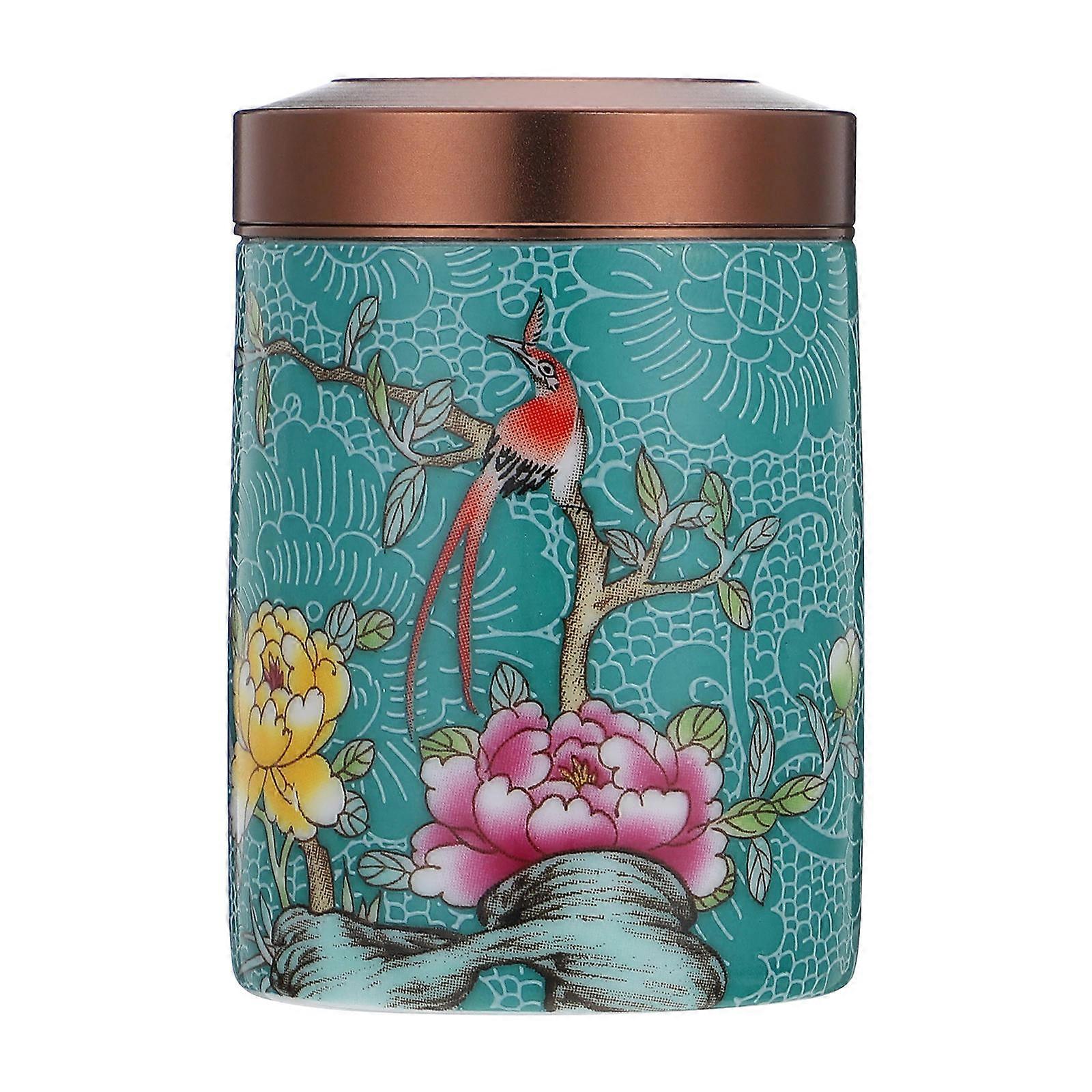 Painted Tea Caddy Ceramic Container for Storage Bulk Tea Canister