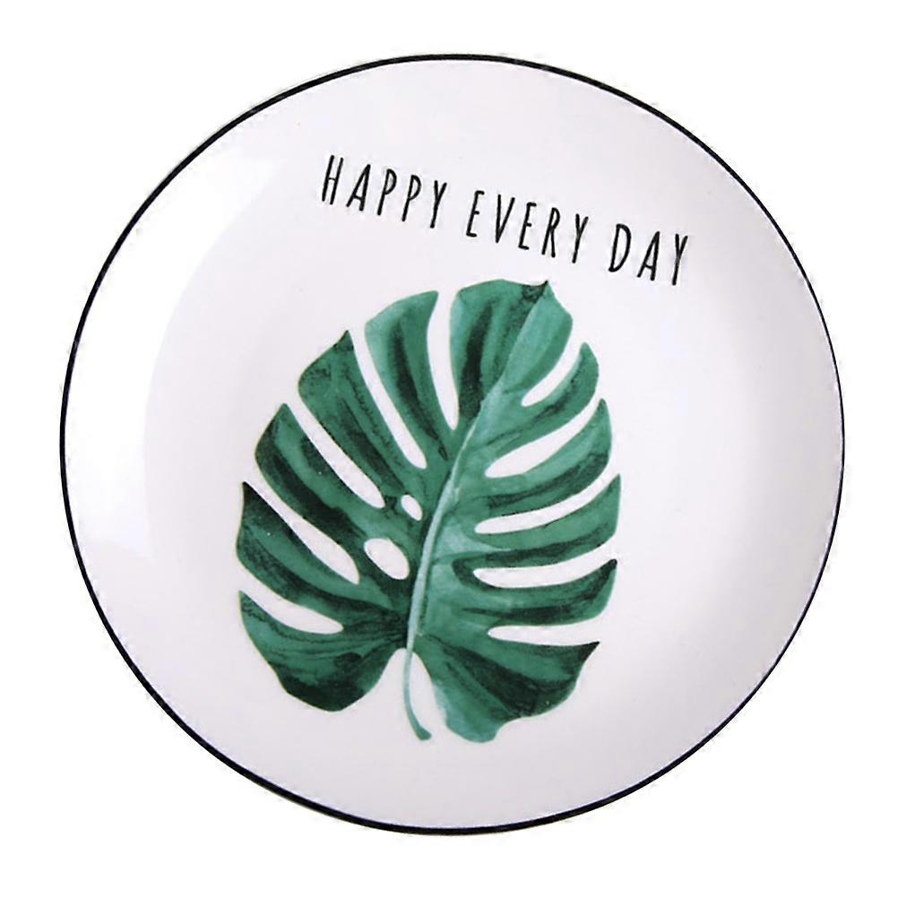 Creative Round Dish Ceramic Plate for Use 2Pcs Hawaii Style Tableware
