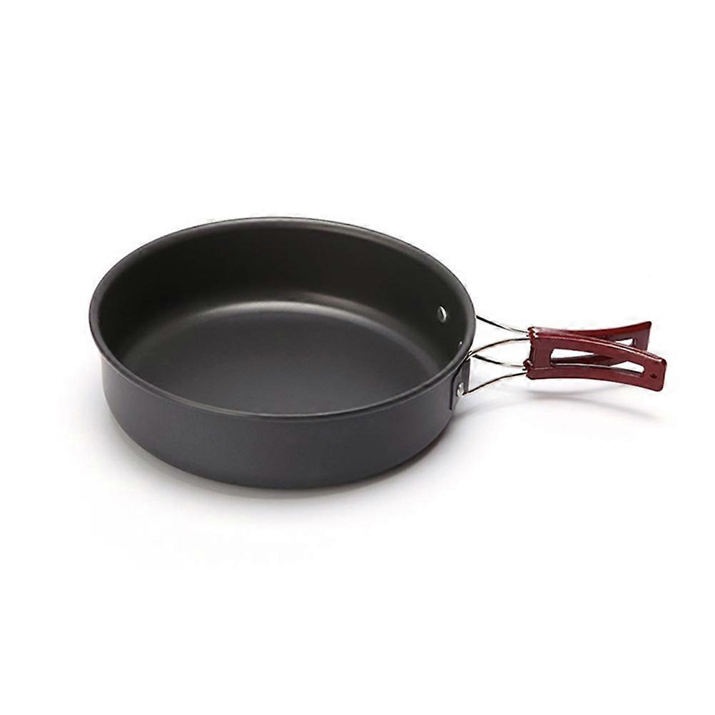 Outdoor Portable Cookware Frying Pan Flat Bottom Aluminum Alloy for Camping and Picnic 1Pcs