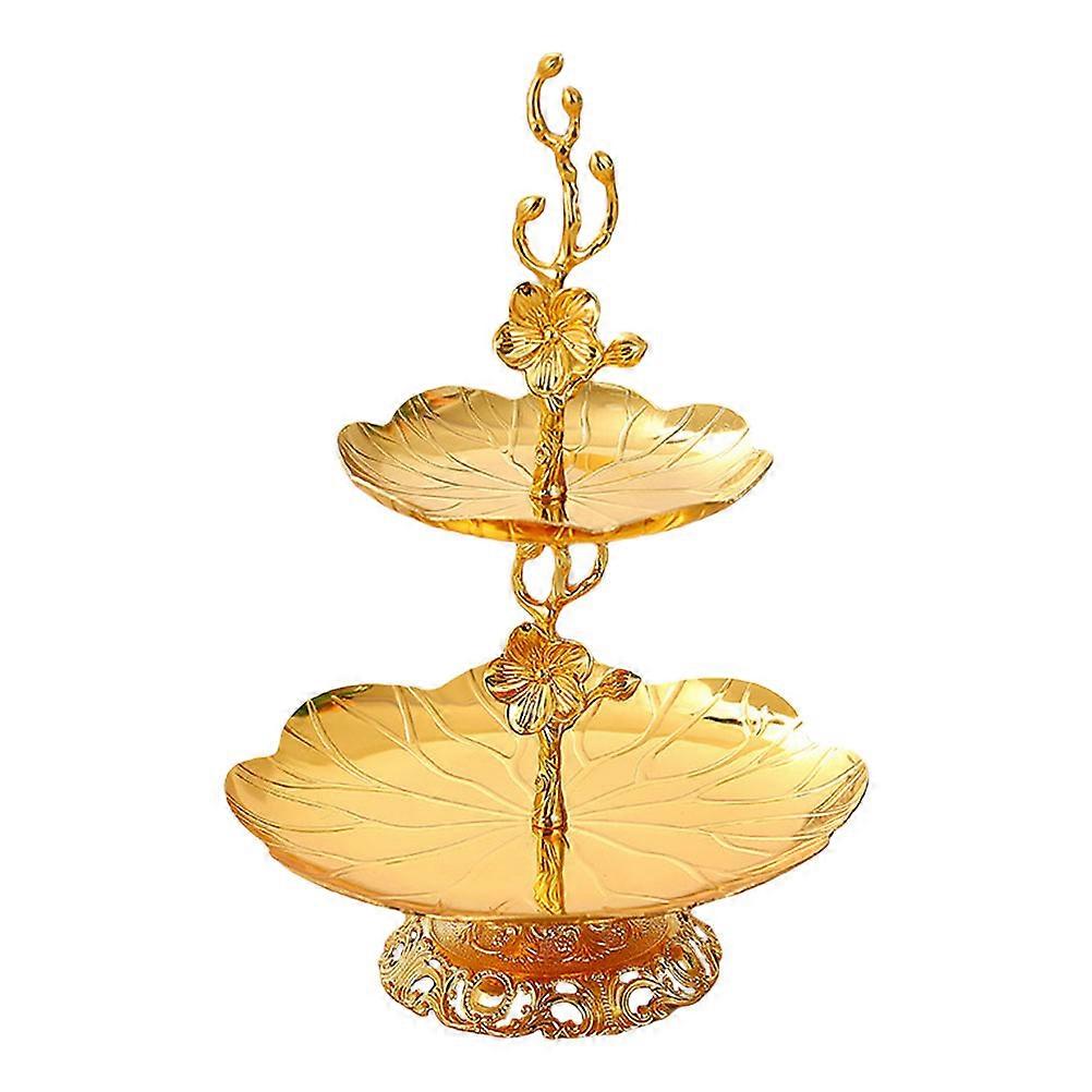 Golden Multi-Function Cupcake Stand for Home Use with 3Pcs Desktop Fruit Tray
