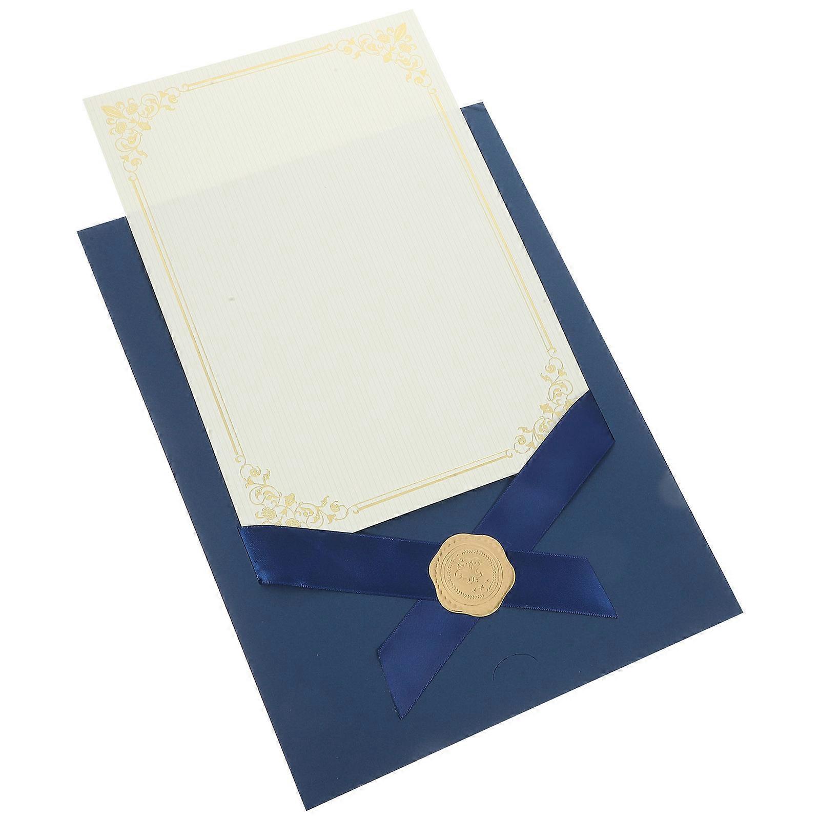Diploma Holder Paper Certificate Cover for Daily Use 3Pcs Navy