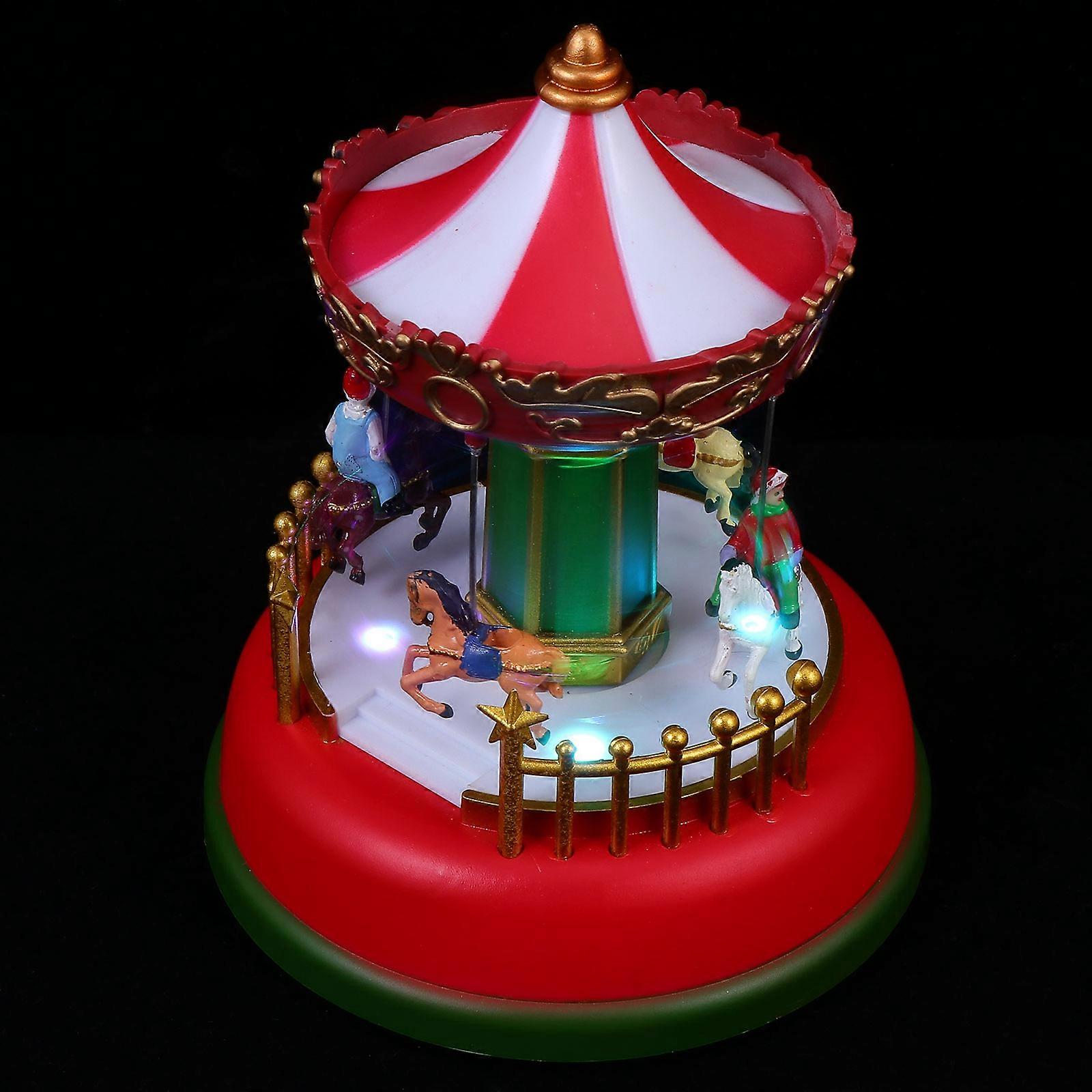 Luminous Adorn Merry-Go-Round Music Box for Christmas Gift 2Pcs Red