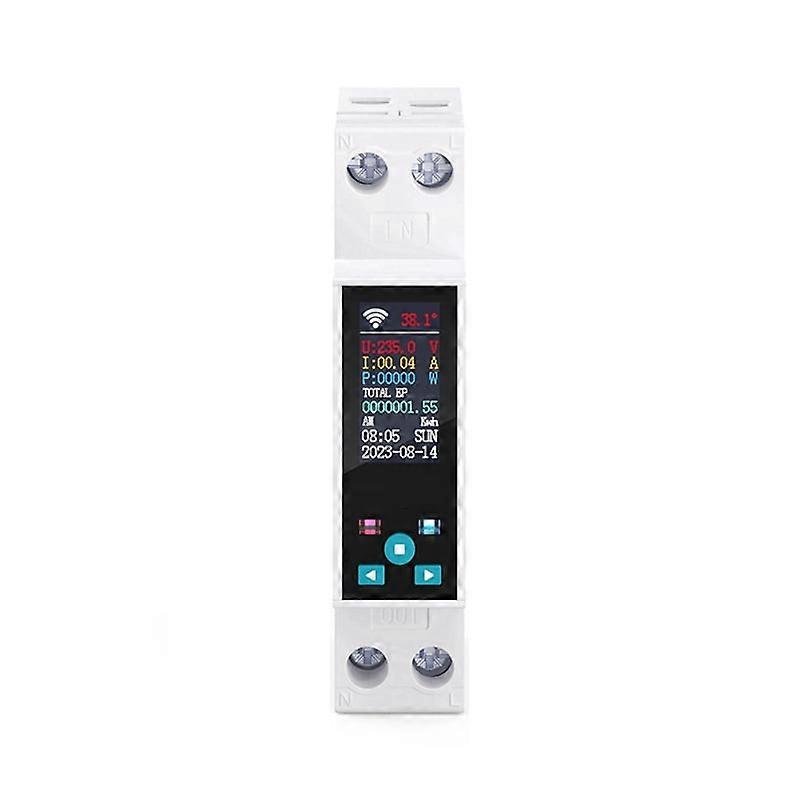 50A Tuya WIFI Smart Switch Circuit Breaker LCD Energy Meter KWh Power Metering Relay Remote Control Smart Life