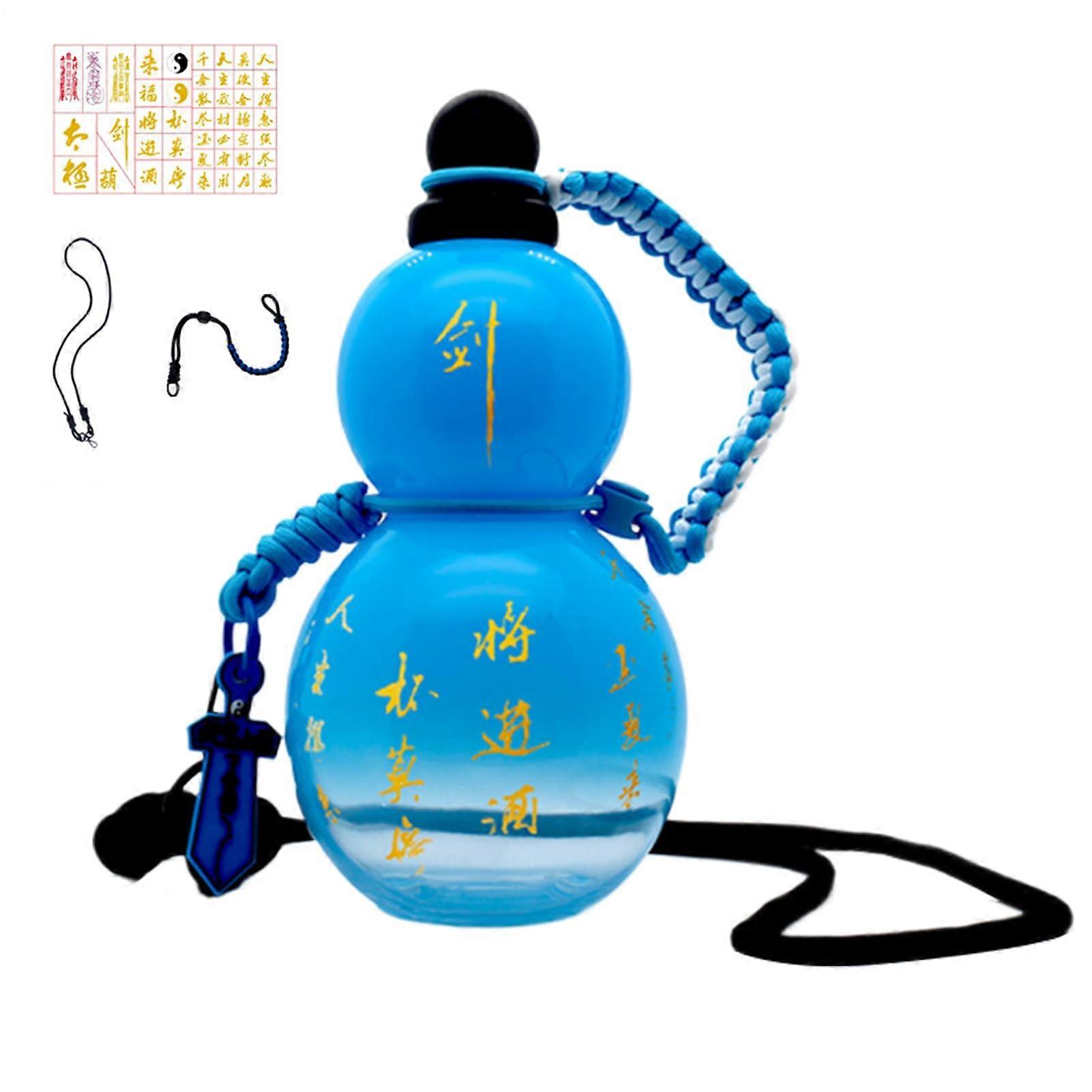 Gourd Water Bottle Drinkable 800ml Portable Chinese Retro Style Cup for Outdoor Use, Blue Wine Beverage Container
