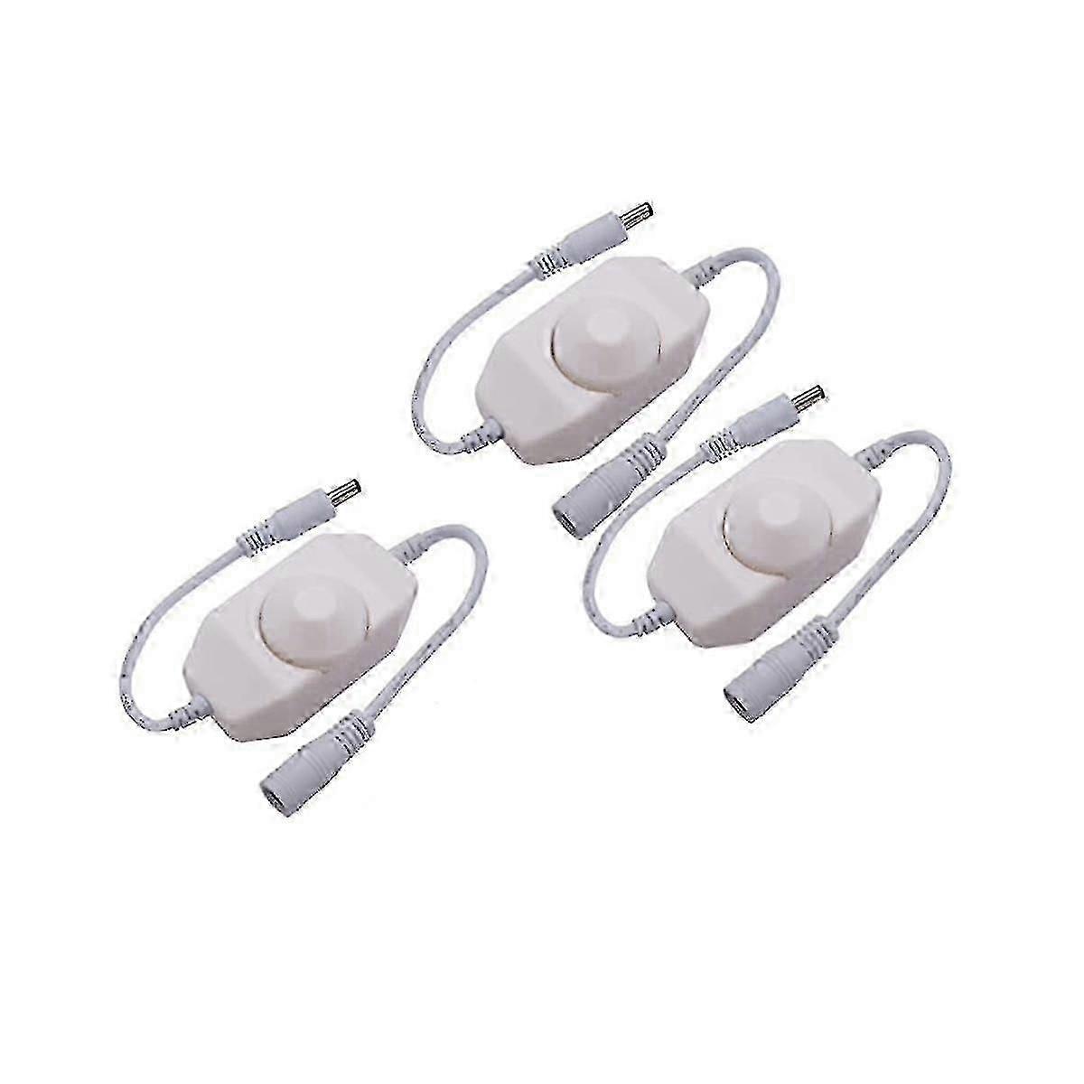Exquisite 3Pcs DC12V-24V Lights Dimmer Switch 2A PWM Dimmer Controller Inline Dimmer Switch for LED White