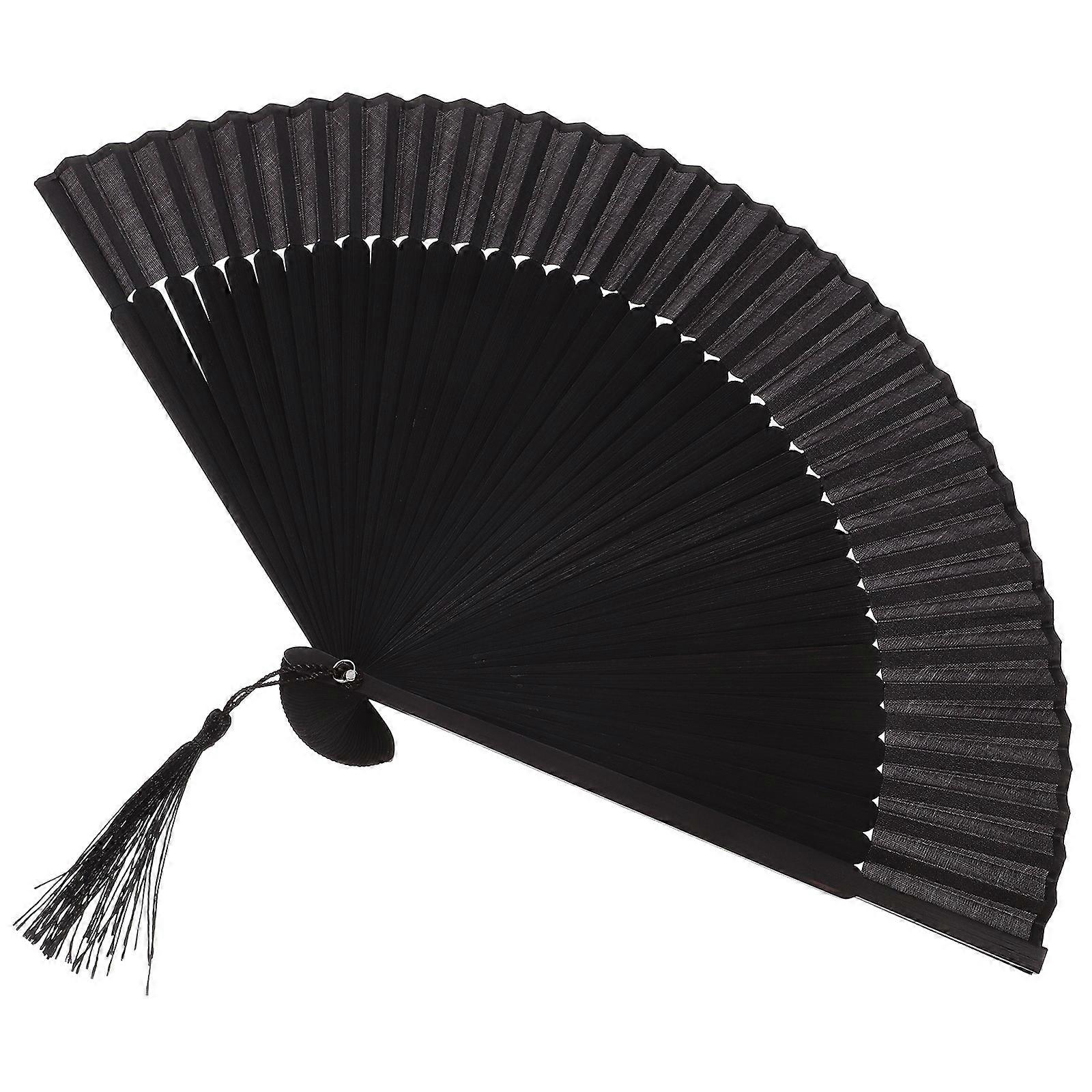 Black Folding Fan for Performance 2Pcs Chinese Style Hand Held Fan