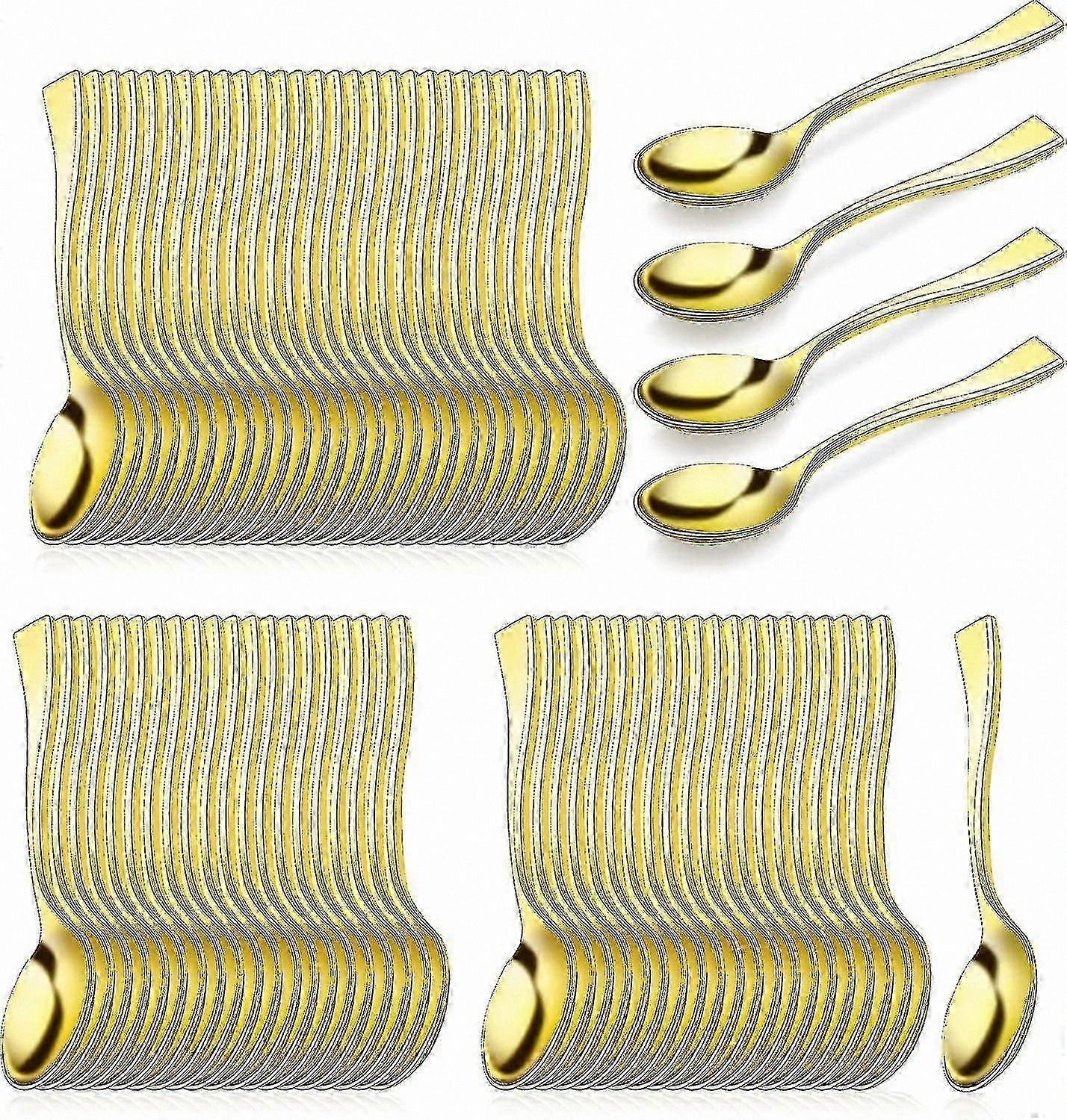 80-Pack Mini Gold Plastic Spoons for Tasting, Sampling, and Party Events