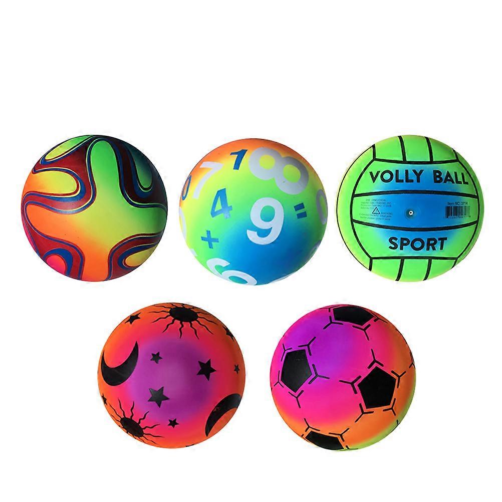 Thickened Elastic Beach Ball for Playing Use 5Pcs Rainbow Balls