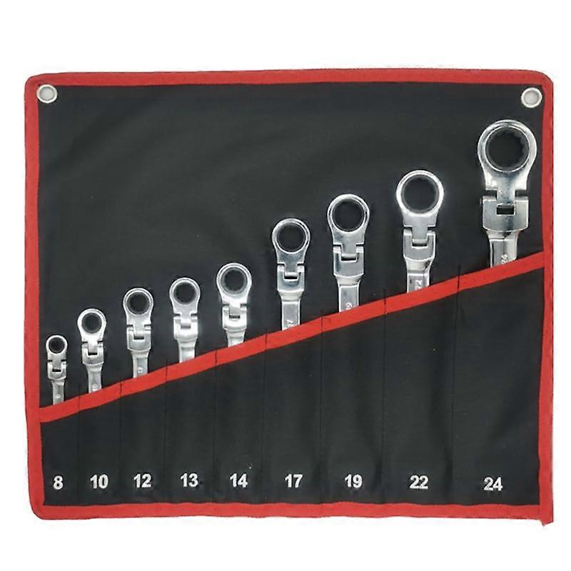 Spanner Sets 9Piece Ratchet Wrench Set  Chrome Vanadium Steel FlexHead Combination Spanners Hand Tool Kit
