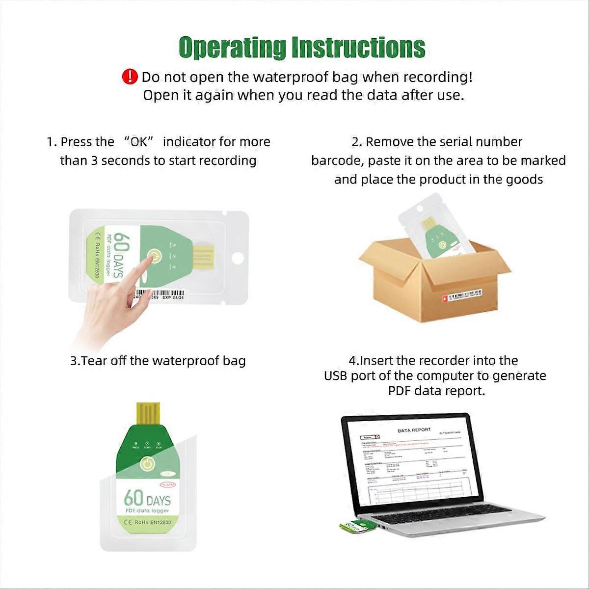 USB Temperature Data Logger Temperature & Humidity Recorder 90 Days