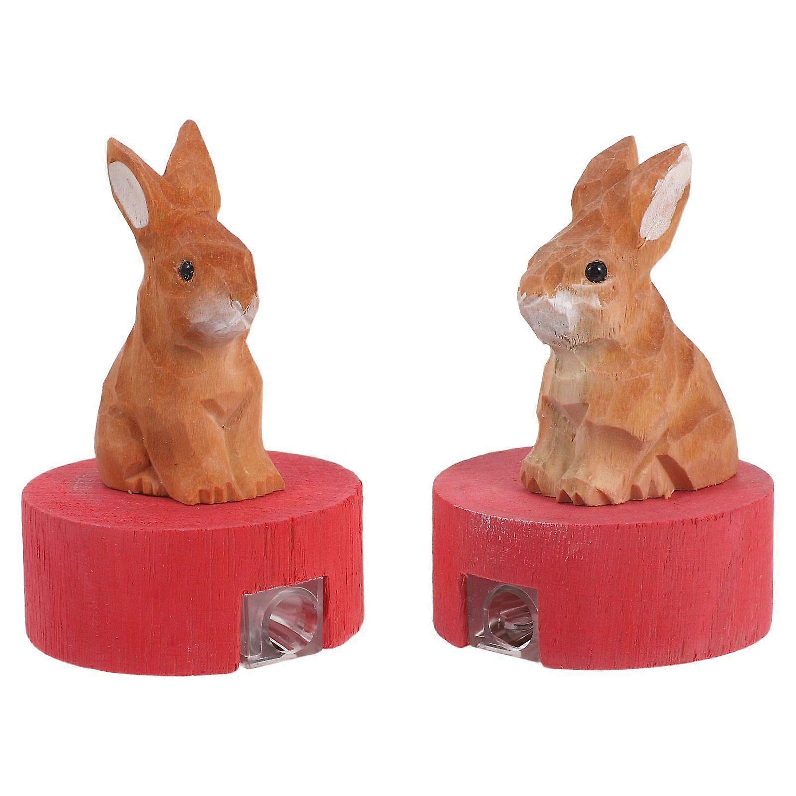 2pcs Kawaii Pencil Sharpener: Small Rabbit Manual Sharpener for Sketch Pencil and Crayons - Wooden Handheld Sharpening Tool for Kids Students and Pain