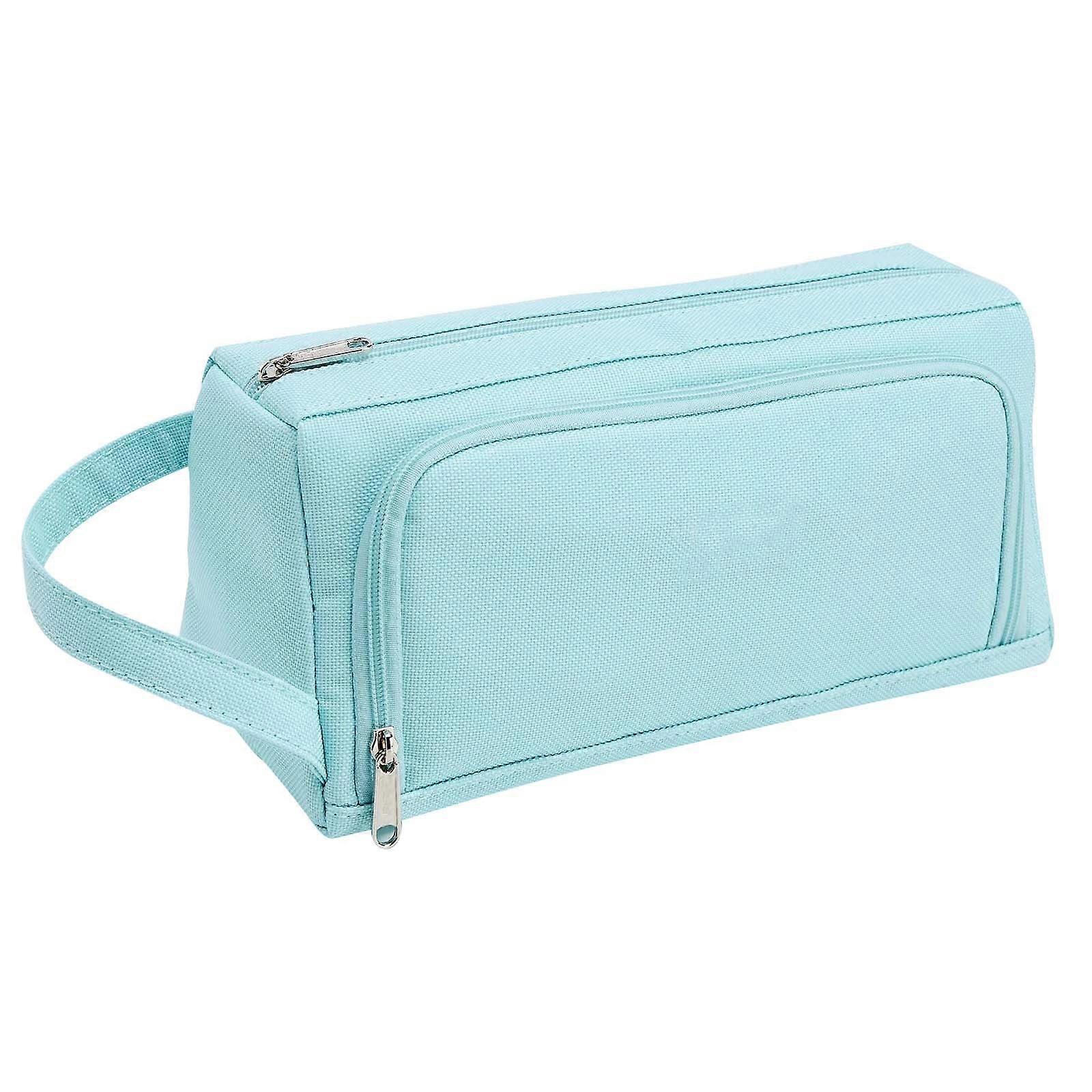 WQQZJJ Pencil Pouch, Large-Capacity Trapezoidal Canvas Bag with Double Zipper, Portable Multi-Function Stationery Box for Students