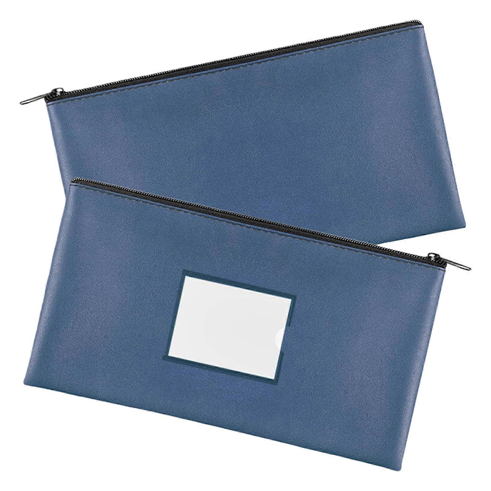 Professional Card Holders PU Leather File Case Clear Display Window Document Case Waterproof Office Accessory For Travel  Ghost Blue