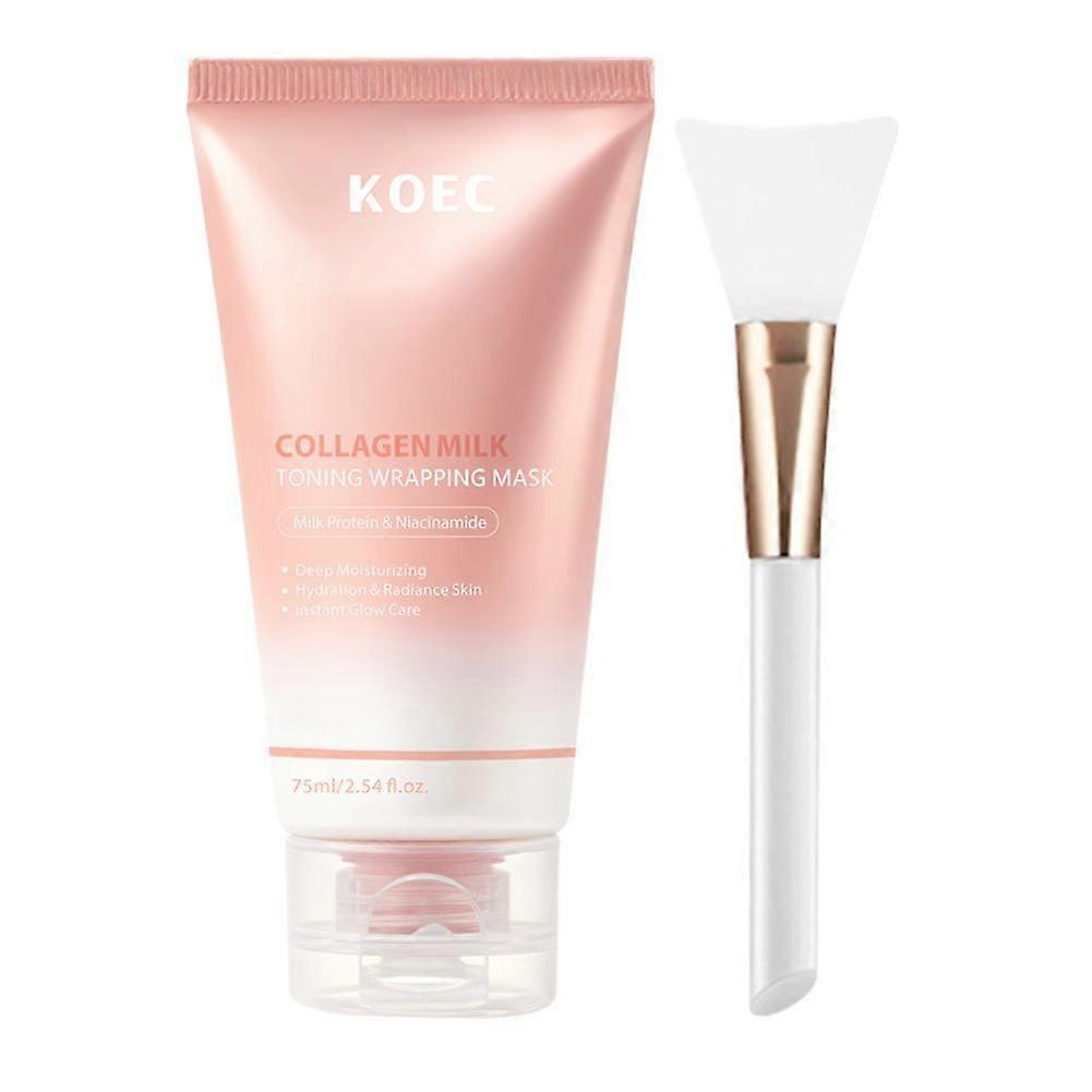 Collagen Peel Off Mask 75ml With Brush Deep Nourishing Repair Brightening Milky Emulsion Facial Treatment For Radiant Skin