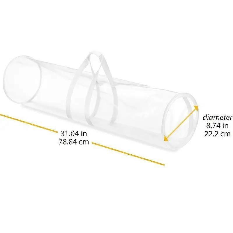 Caixa de armazenamento de papel de presente transparente em PVC resistente com tampa de zíper, comporta 25 rolos (cada rolo com 76 cm), ideal para Natal e aniversários.