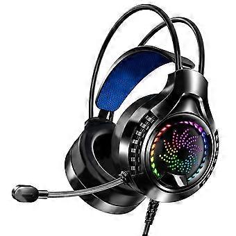 Wired Computer Headset 7.1 Sound Channel Adjustable Headband Soft Earmuffs Dual 3.5mm and USB RGB Co