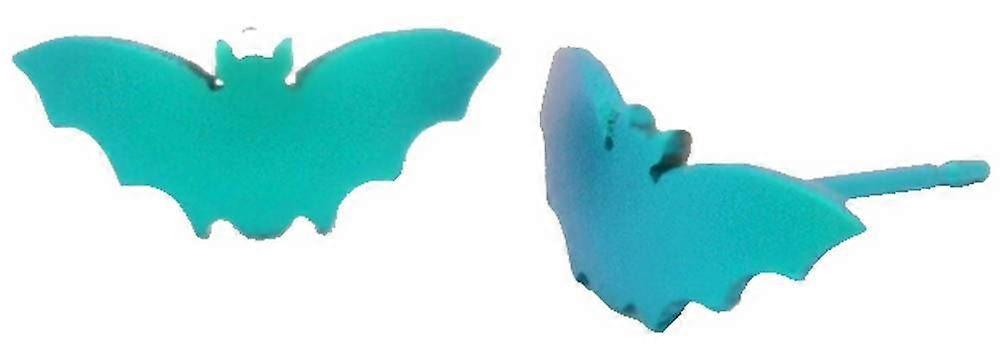 Ti2 Titanium Bat Stud Earrings - Kingfisher Blue
