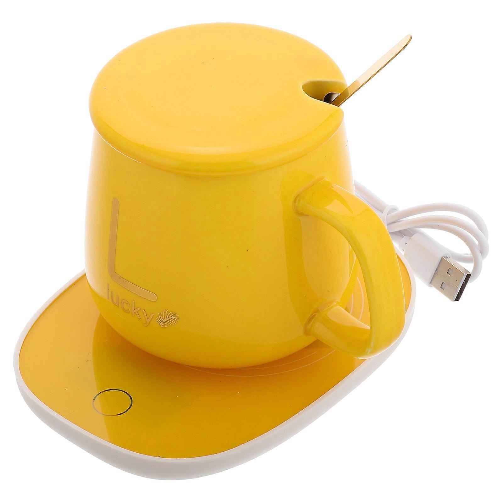 USB Powered Constant Temperature Coffee Mug Warmer with Ceramic Cup Set for Desk Use 1Set