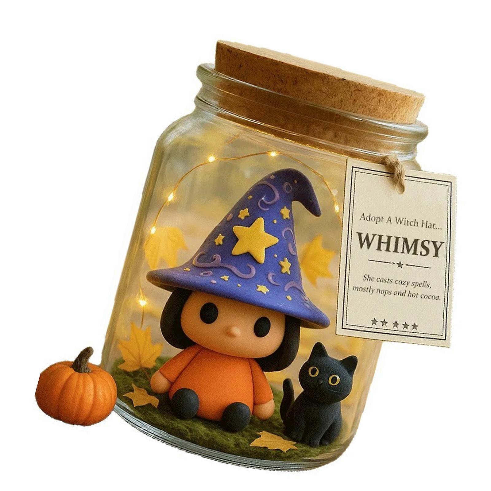 Halloween Themed Witch Hat Resin Jar Handcrafted Decoration Piece With Functional Storage Capacity For Event Multicolor