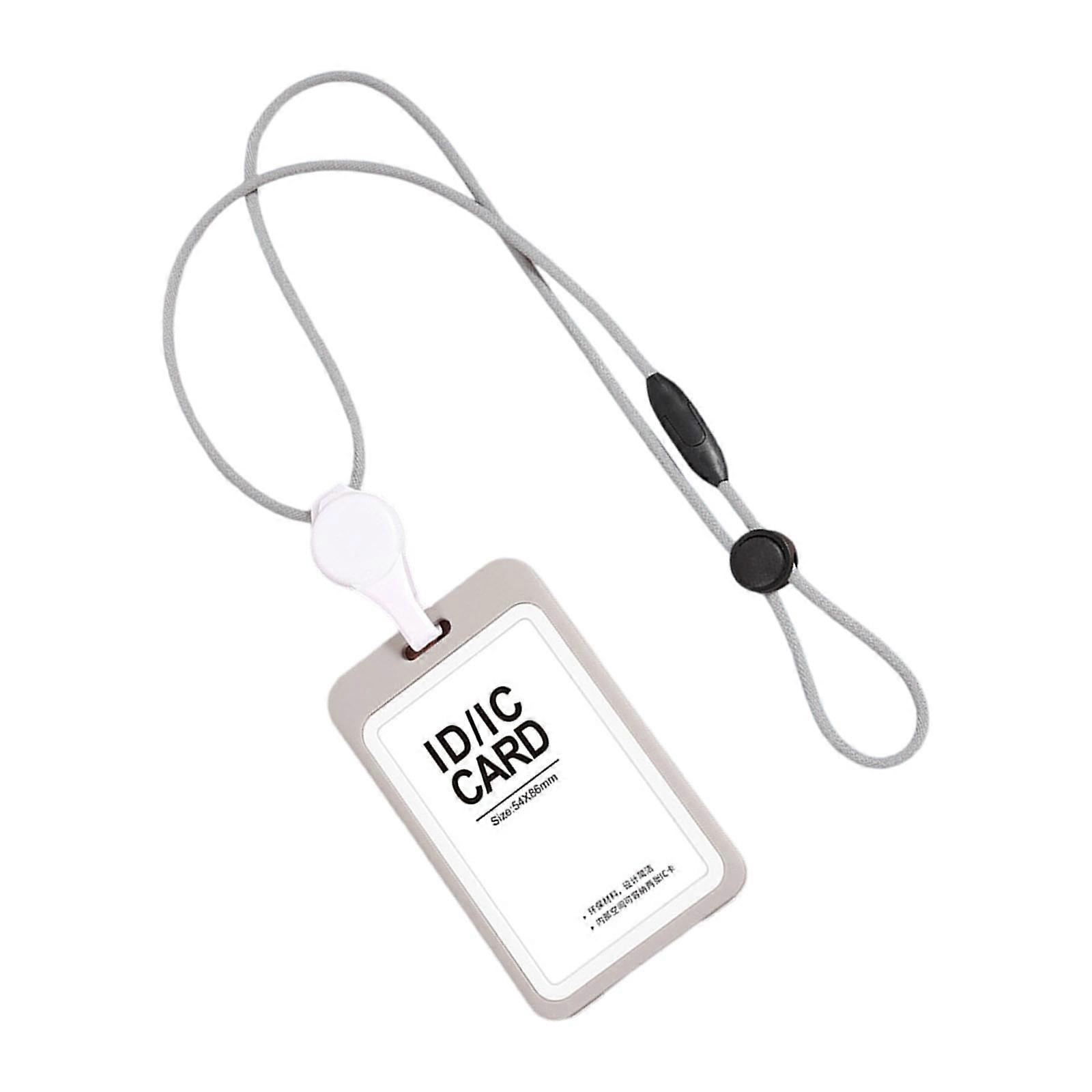 Lanyards with Retractable Badge Reel and ID Badge Holder Name Card Case Protector with Retractable Cord,2 Card Slots  Light gray