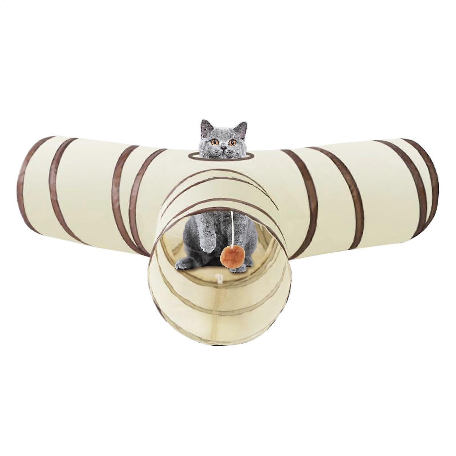 Cat Tunnel Indoor Play Cat Toys Tunnel With Peek Hole Ball For Kitten Small Animal Rabbit Boredom Relief Exercise
