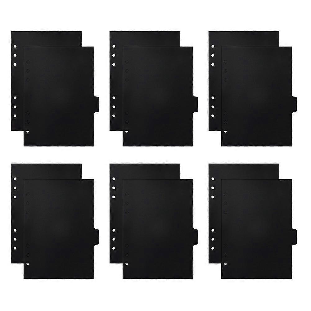 PP Binder Dividers with Tabs for Notebook 12Pcs Black Page Separators