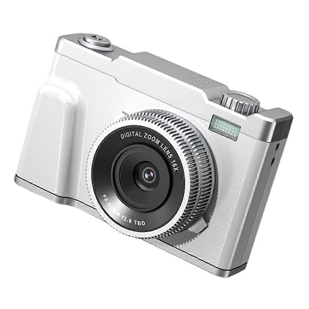 4K HD Digital Camera Built-in MP3 Player 48MP Optical Zoom Camera Entry Level Home Dual Lens Camera for Students White