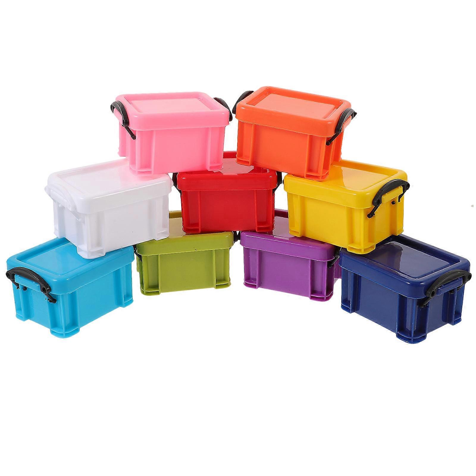 9Pcs Small Containers with Lids Colored Plastic Box Small Storage Box Plastic Small Storage Box