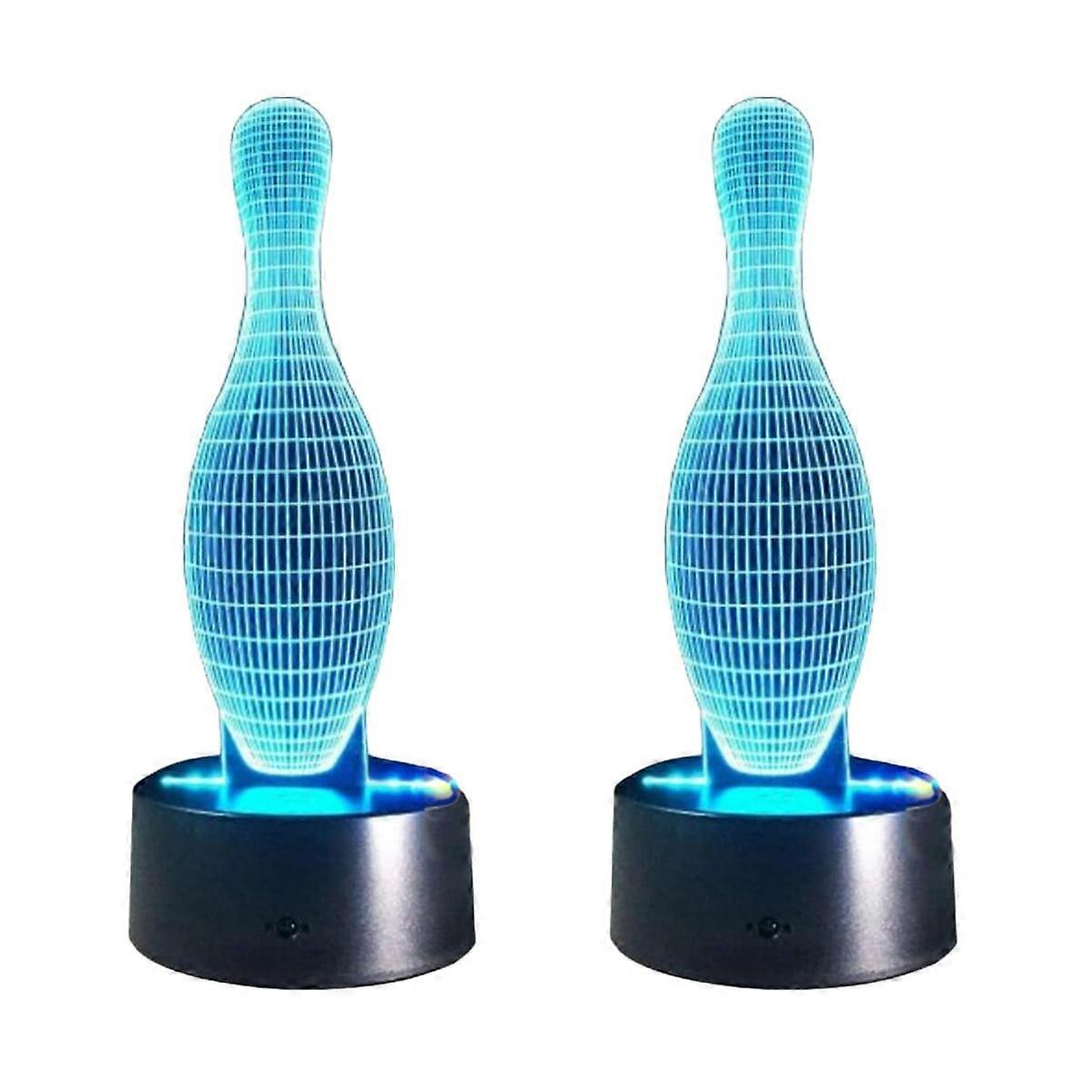 2 Count Nightlight Bowling LED Lamp Touch Light 3d Table Desk Night Light Romantic Light Table Lamp
