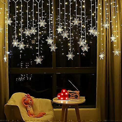 LED Curtain Lights,13ft/4M 96 LED Snowflake Curtain String Lights Plug-in Window Curtain Lights with 8 Modes Decoration for Christmas, Wedding, Party,