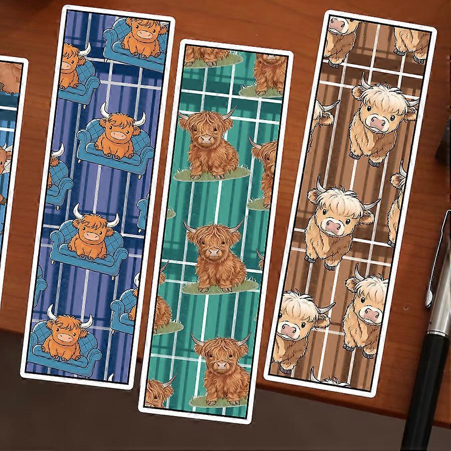 30 Cartoon Highland Ox Bookmarks - Simple and Creative Journaling Material, Ins Style, Reading Paper Bookmarks, DIY Available