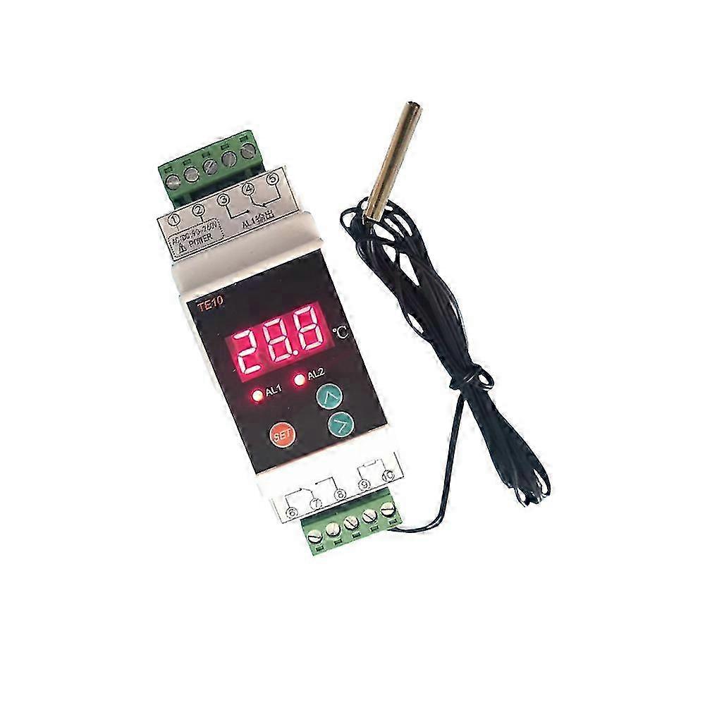 Din Rail Digital Thermostat with Sensor Dual Relay Output, -40 to 110 Range, AC90-260V
