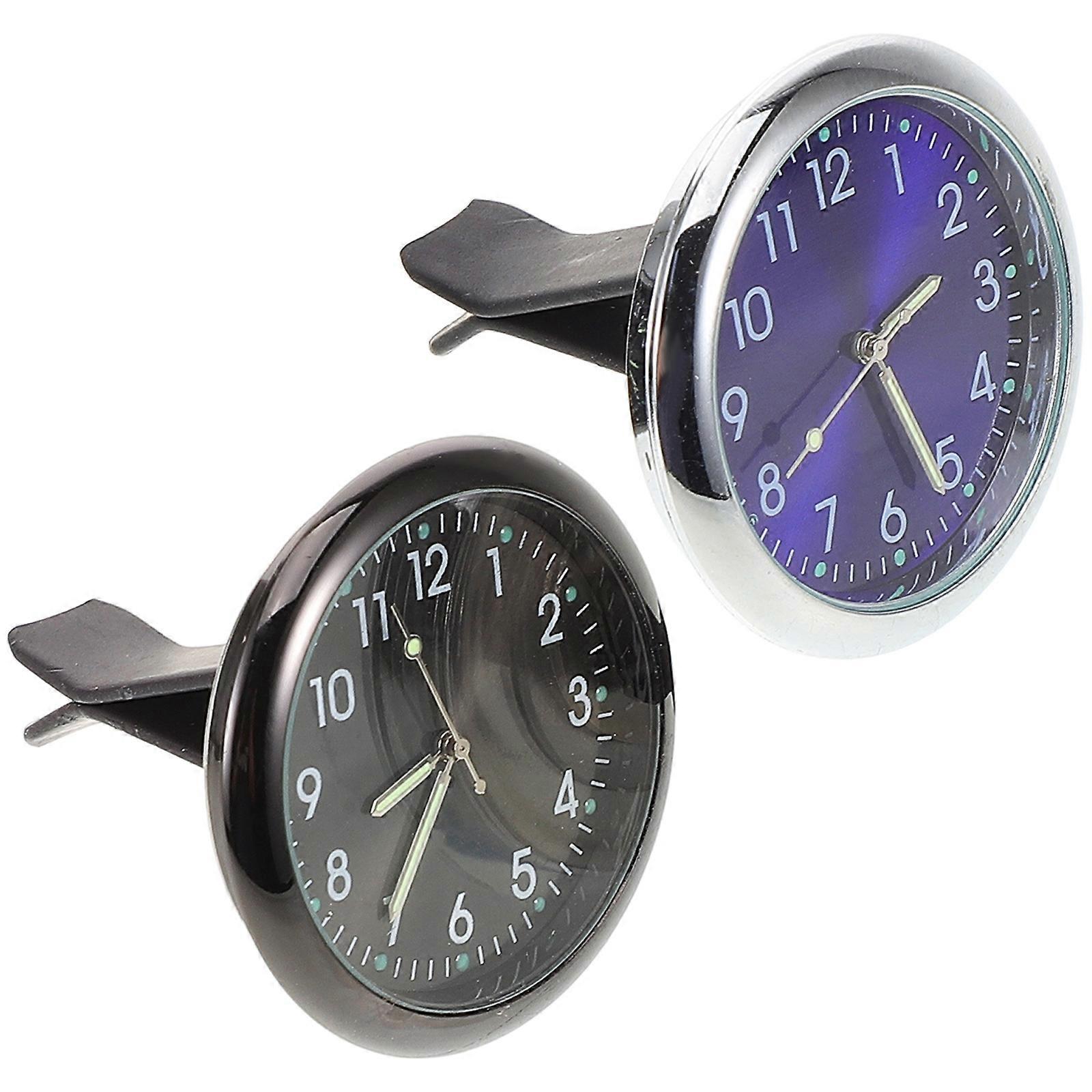 Night Light Mini Car Vent Clock for Car Interior 2Pcs Set