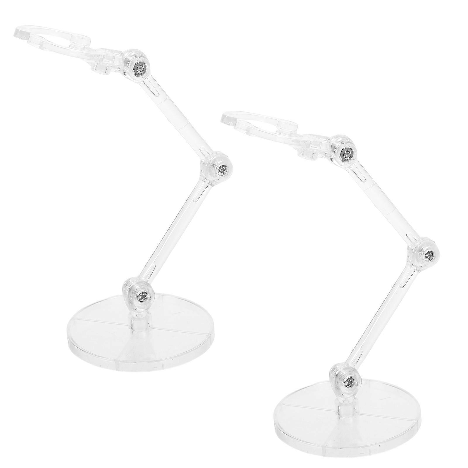 Action Figure Holder Transparent Model Stand for Display 2Pcs Plastic Base