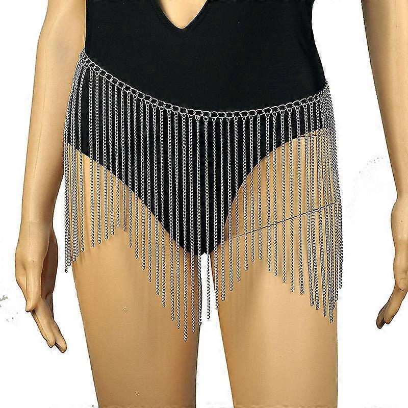Fashion Bikini Silver Body Chain Jewelry Classis Sexy Women Fringe Chain Skirts Festival Wear
