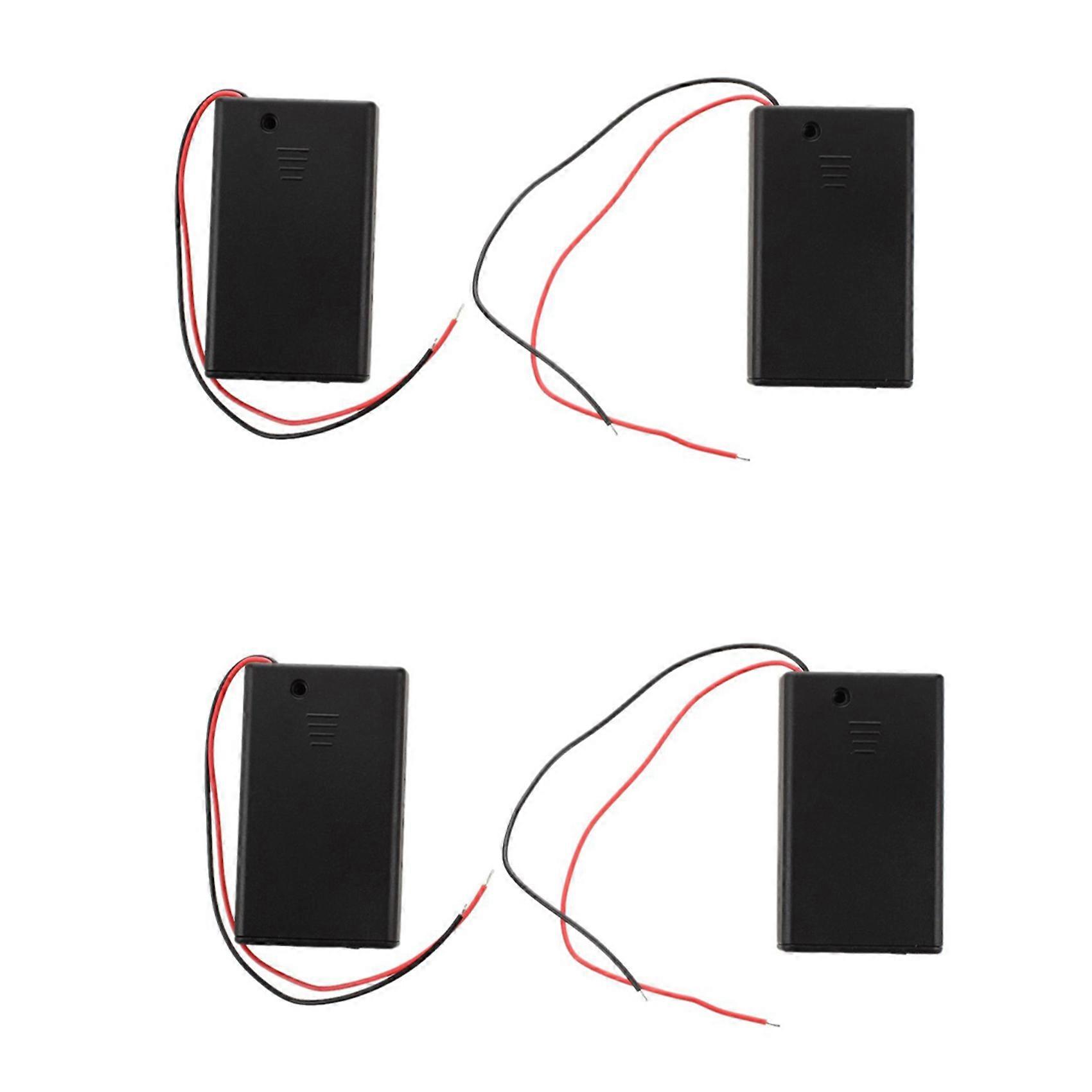 4 Pcs 3 x AAA 4.5V Battery Holder Case Box Wired ON/OFF Switch W Cover