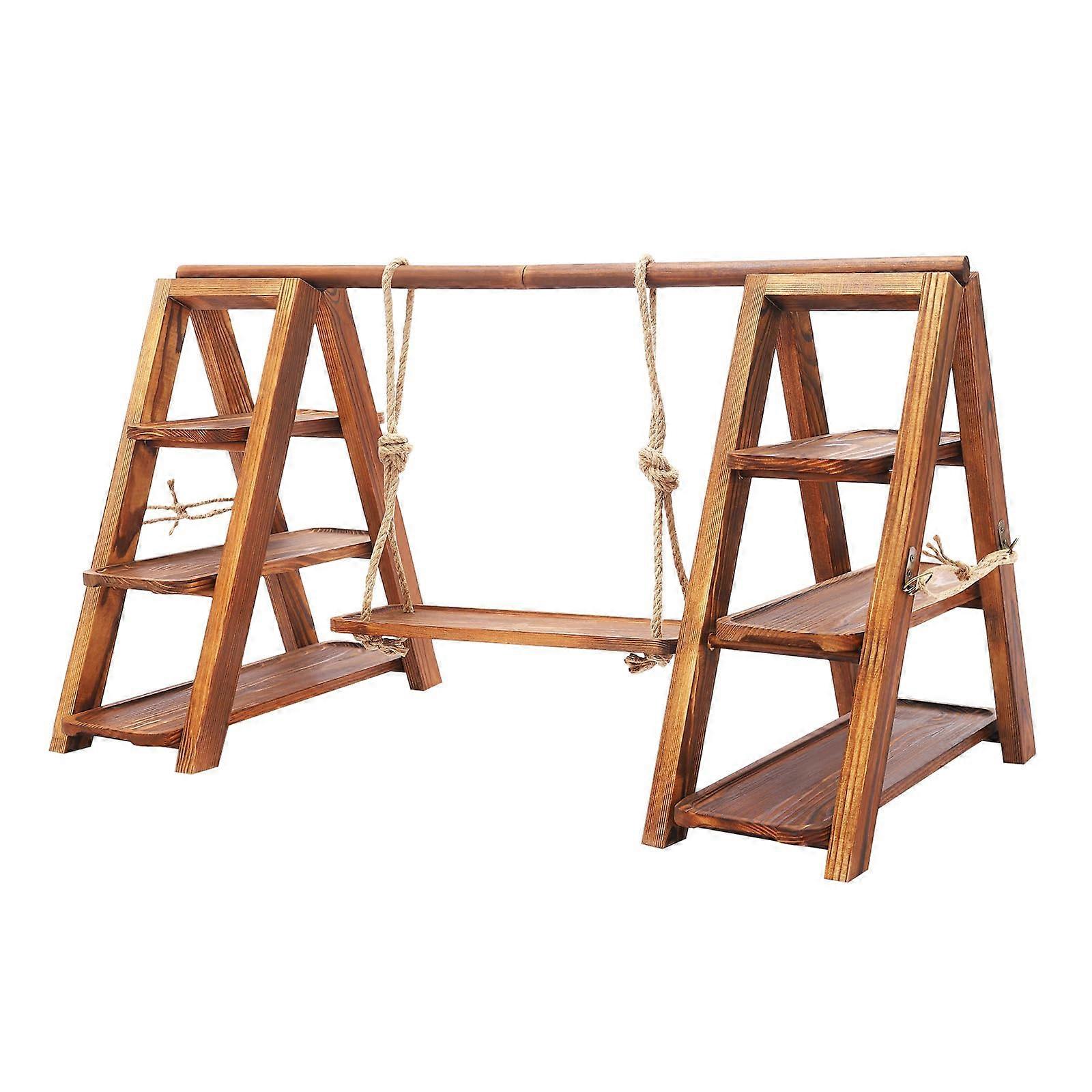 Wooden Dessert Stand 3Tier Rustic Cupcake Display with Adjustable Swing Plate for Weddings Parties