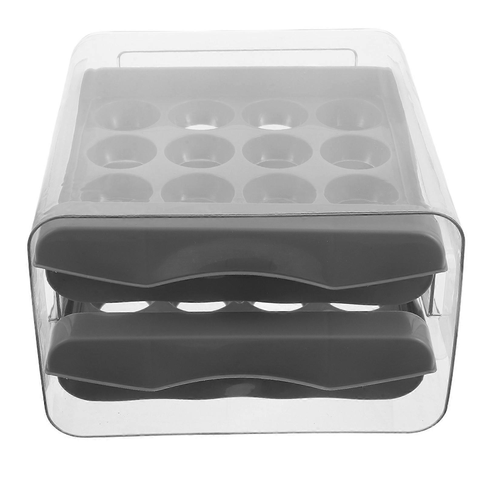 Egg Storage Box Double Layer for Kitchen Drawer with Transparent Lid