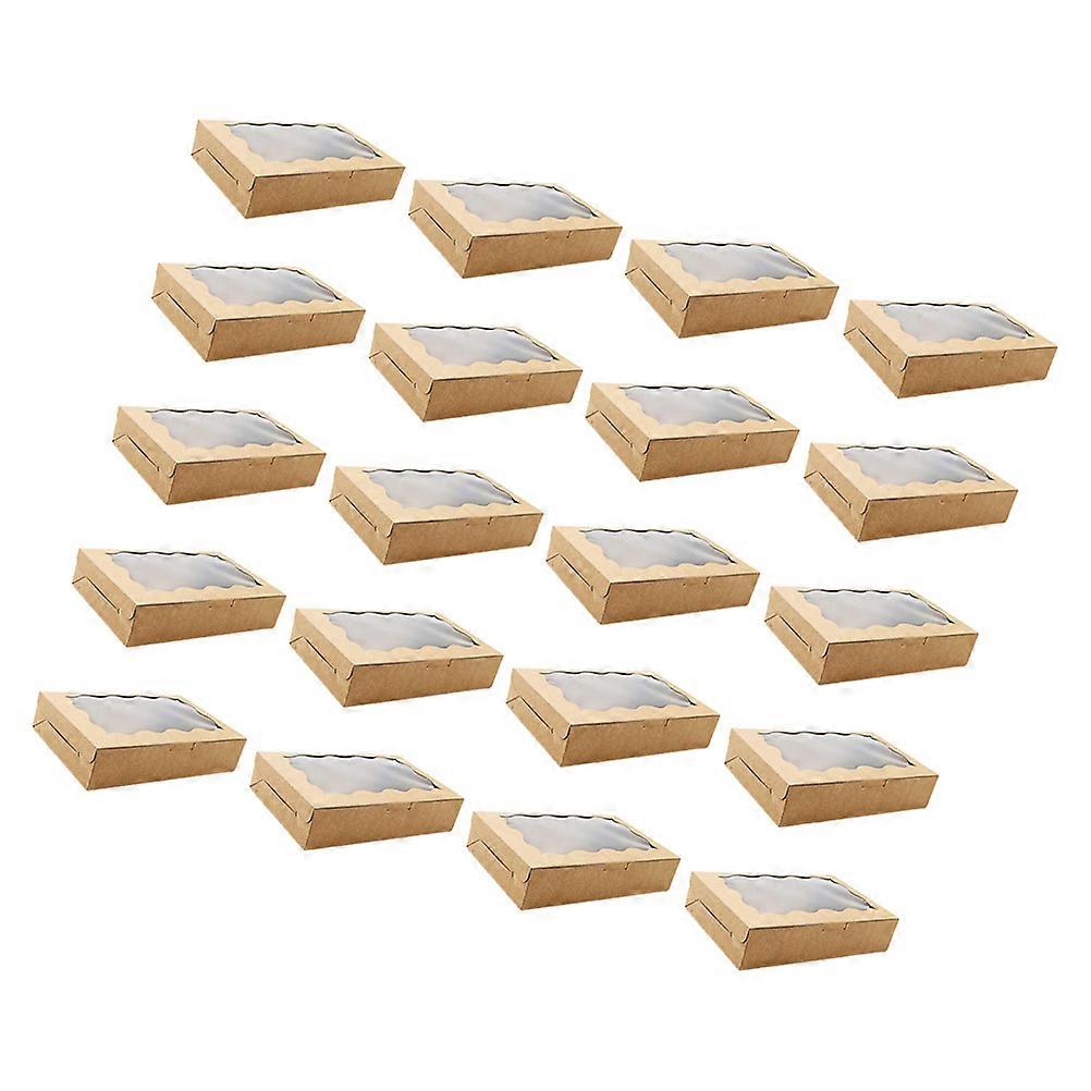 Cookie Boxes Bulk Kraft Paper Rectangular for Displaying Pastries and Cookies with Transparent Window Khaki 17.80X11.00X3.80CM 20Pcs Food Packaging