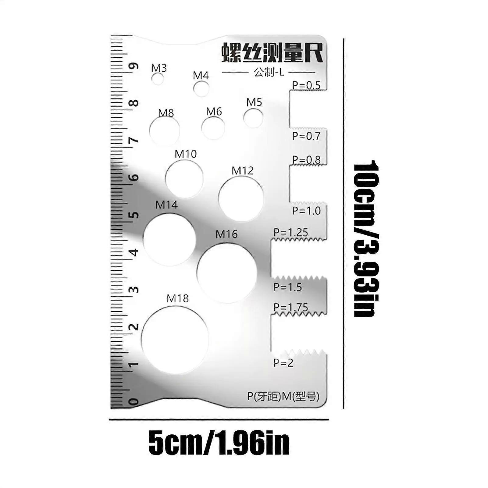 Thread Checker Screw Measurement Ruler Stainless Steel Caliper Metric Gauge Tool For Measuring Screw Pitch Bit Bolt Nut Screw