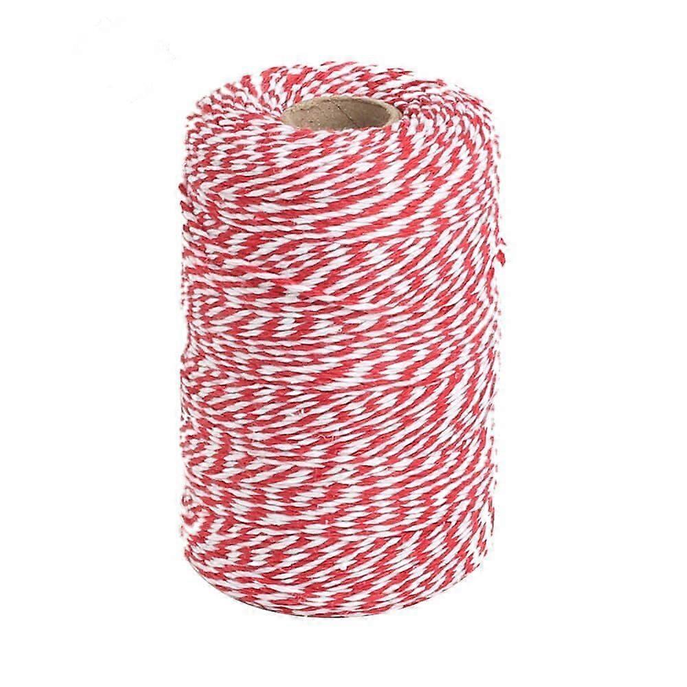 Red and White Cotton Baker's Twine 200m Food Safe String for Baking, Crafts and Gift Wrapping