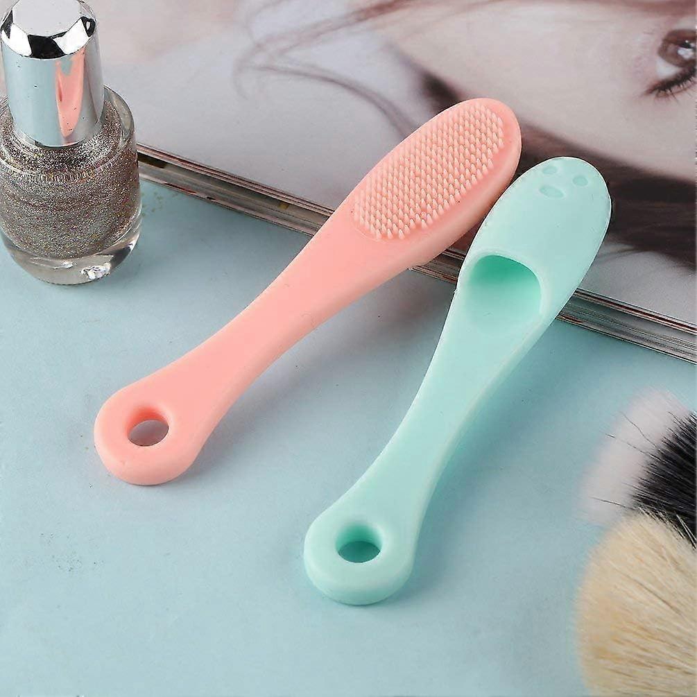 2Pcs Green and Pink Silicone Facial Cleansing Brush Set for Deep Pore and Gentle Blackhead Removal